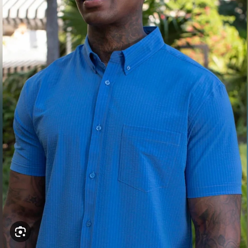 Men's RSVLTS Regatta-Stretch Seersucker Short Sleeve Shirt Size M - Picture 14 of 14